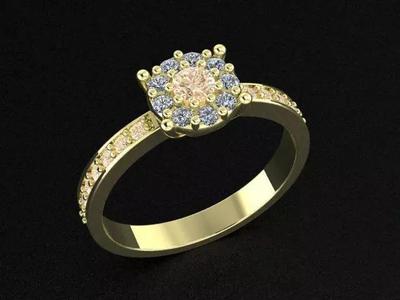 Engagement ring with gems for CNC model
