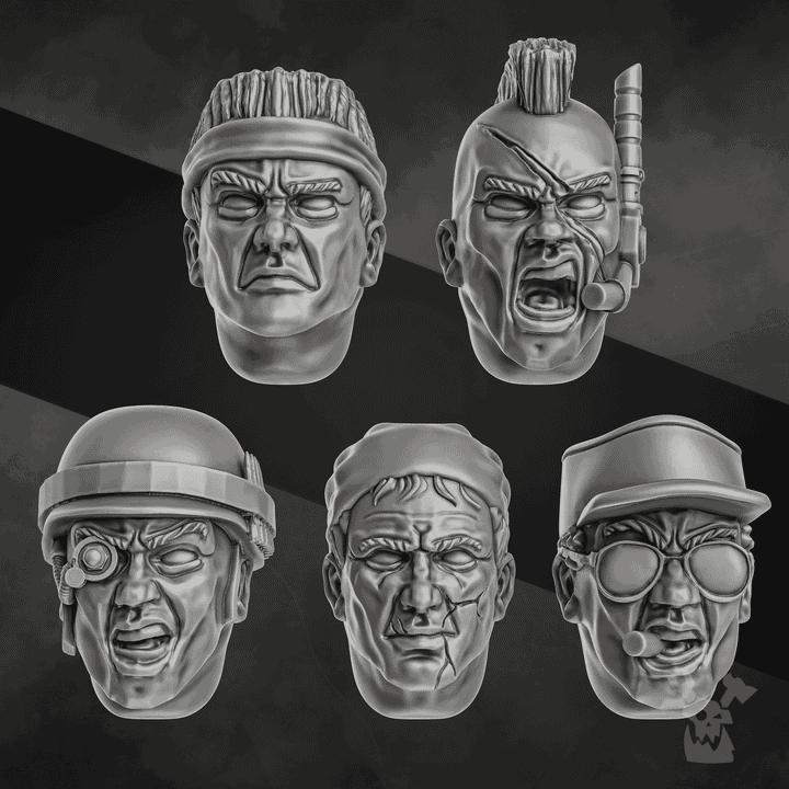 Jungle Fighters Head Bits "Commandos" Set x5
