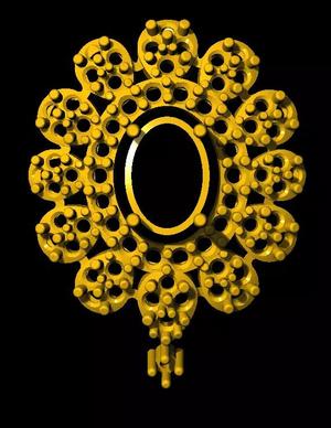 Sidepiece ornate gold circle