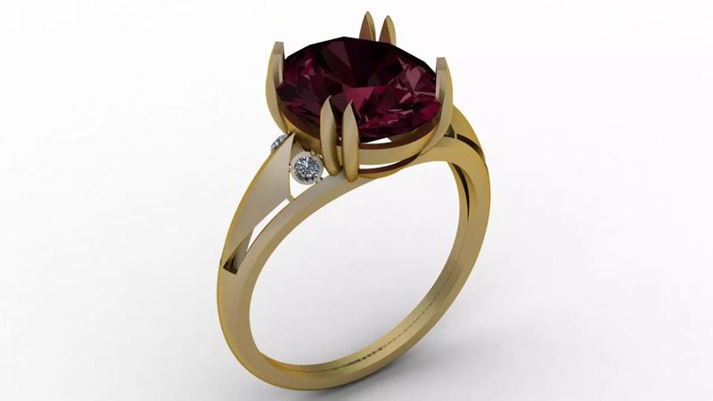 GOLD AND BLUE SAPPHIRE RING 3D PRINTABLE MODEL