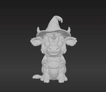 Halloween Highland Cow Straw Topper - Witchy Cute Farm Animal Drink Accessory 3D Print
