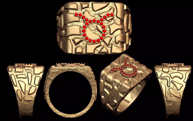 Diamond Taurus Horoscope Zodiac Nugget Ring