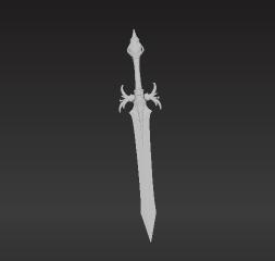 Azkaellon - Majestic Two-Handed Fantasy Sword | Enchanted Silver Blade & Sapphire Pommel | Heroic Prop 3D Print Model