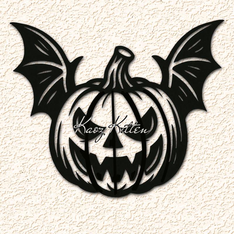 Evil Flying Bat Pumpkin Wall Art Home Decor
