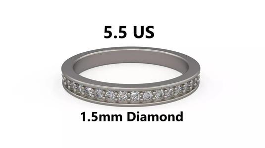 Model 1223 Eternity Band Ring 5 and half US Size 1pnt5mm Diamond