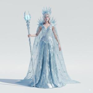 Fantasy Ice Queen with Ornate Crown 3D Printable Figurine - Majestic Frost Empress Sculpture for Display & Tabletop