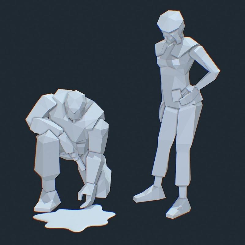 Jill Valentine & Barry Burton Duo - Residual Evil 1 - Low-Poly Figurine