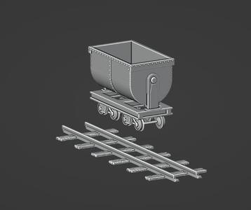 Wild West 28mm Scale Mine Cart and Track Set