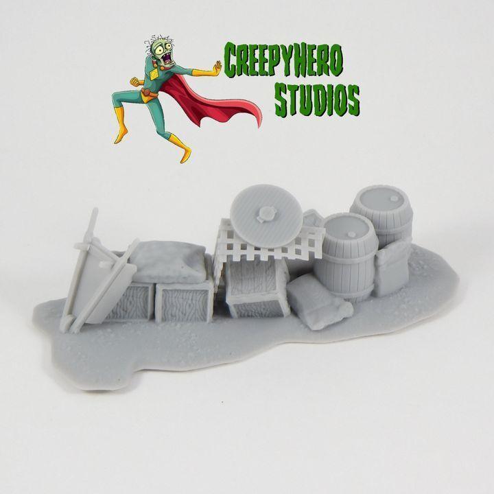 Fantasy 28mm Scale 3D Resin Printed Ramshackle Barricade