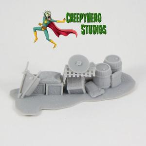 Fantasy 28mm Scale 3D Resin Printed Ramshackle Barricade