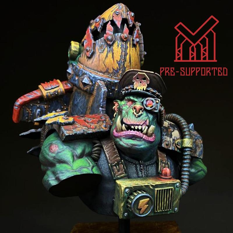 Presupported Ork Warboss Stormboyz bust