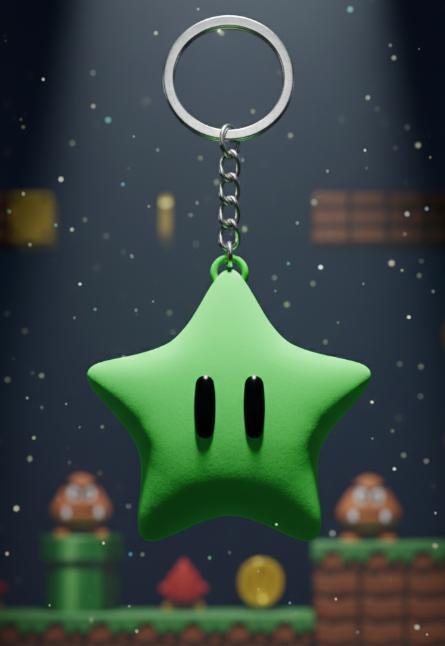 Green Star Keychain - Super Mario Galaxy Collectible - Super Mario - Ready to Print