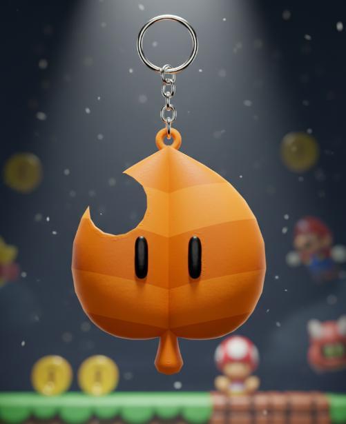 Super Leaf Keychain - Mario Tanooki Suit Power-Up - Super Mario - Ready to Print
