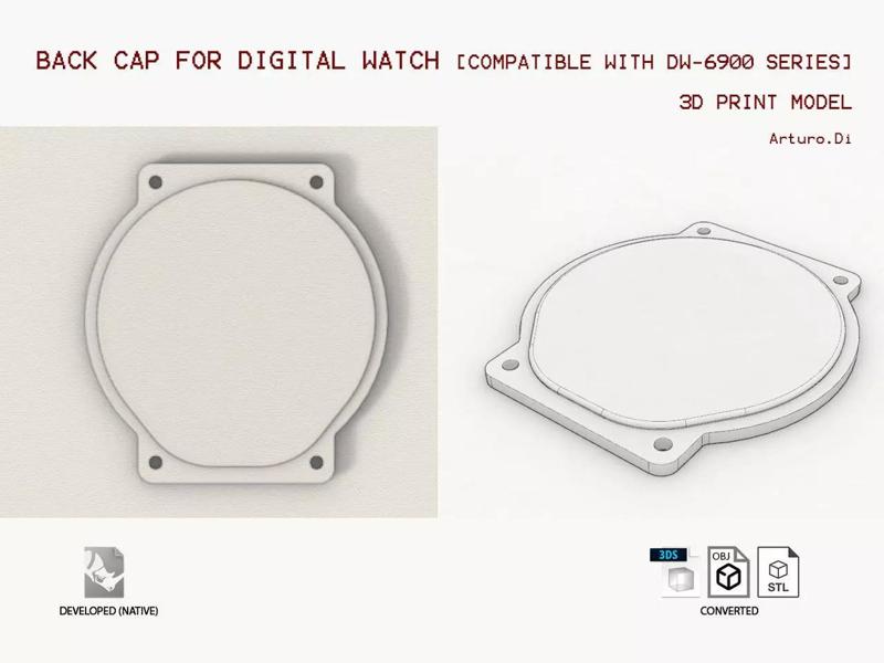 Back cap for digital quartz watch