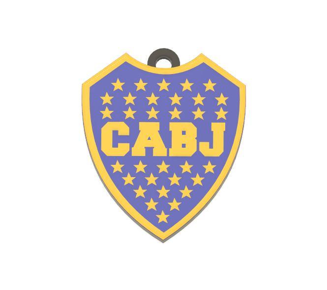 Boca Jr. keychain, shield with black base.
