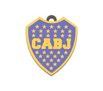 Boca Jr. keychain, shield with black base.