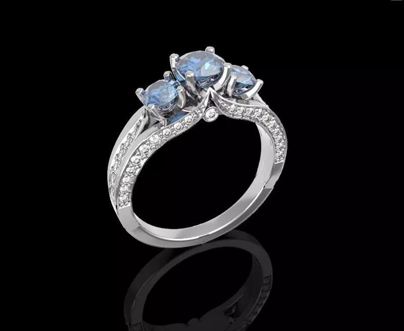 Luxury sapphire diamond ring