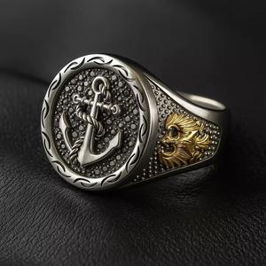 Luxury Anchor and Rope Signet Ring 3D Model Printable