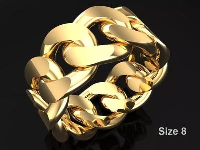 Chain ring - Miami Cuban ring - Link ring - Size 08
