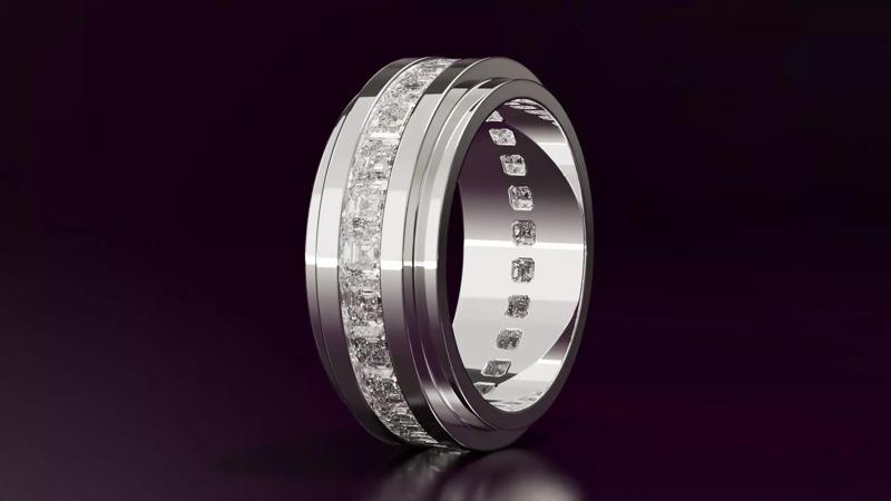 Channel Set Emerald Square Eternity Ring N06 295CT EU54