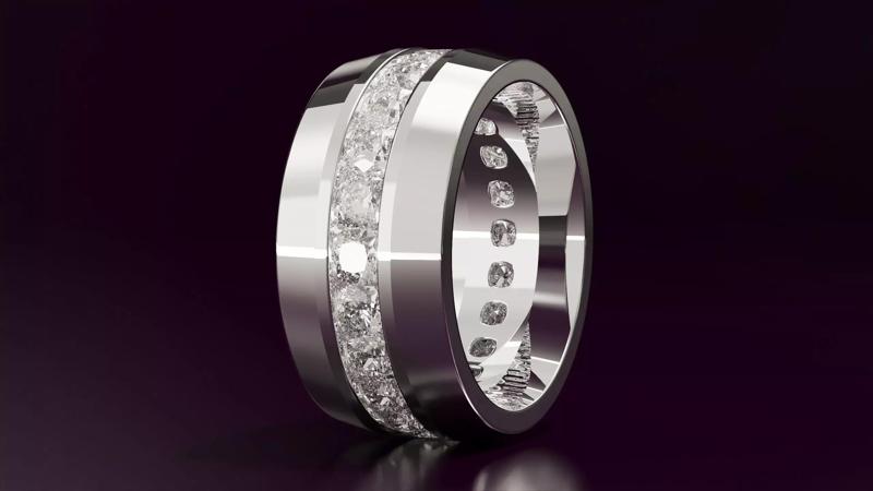 channel set cushion square eternity band N05 54EU size