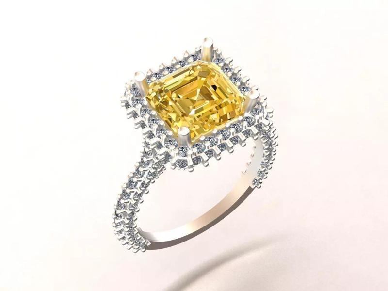 Cushion cut Stone Designed with Round Stones