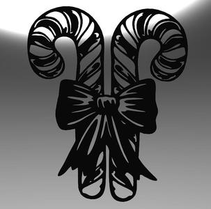 Christmas Candy Canes with Bow – Line Art Design