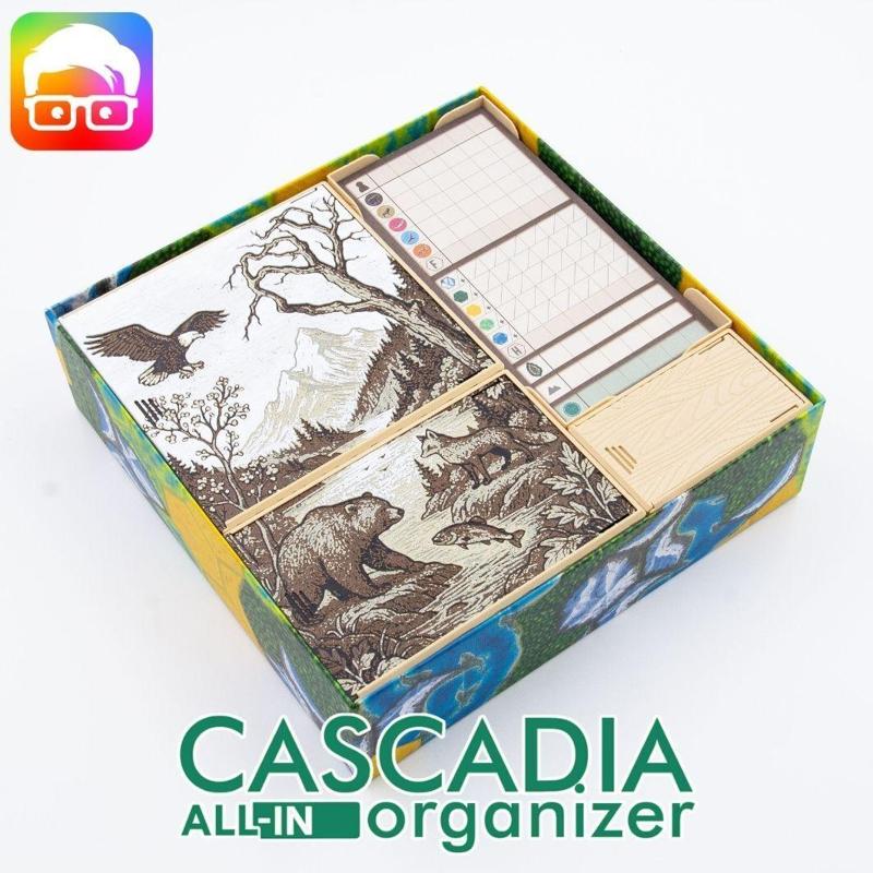 Cascadia + Landmarks + special & promo cards board game all-in organizer by @ammedia3d [tabletop board game inserts sku: CASLAND001]