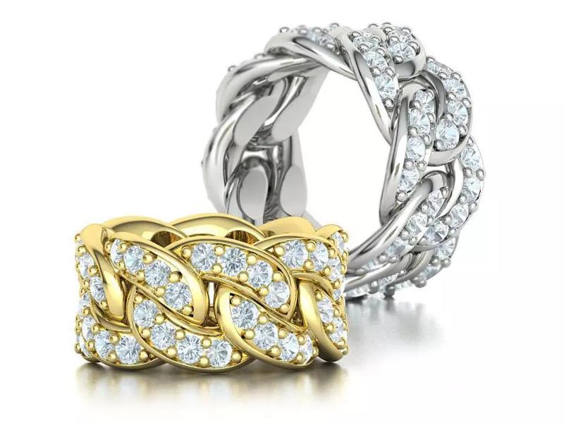Cuban Link Ring Heavy Chain Ring 12mm wide 7US