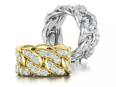 Cuban Link Ring Heavy Chain Ring 12mm wide 7US