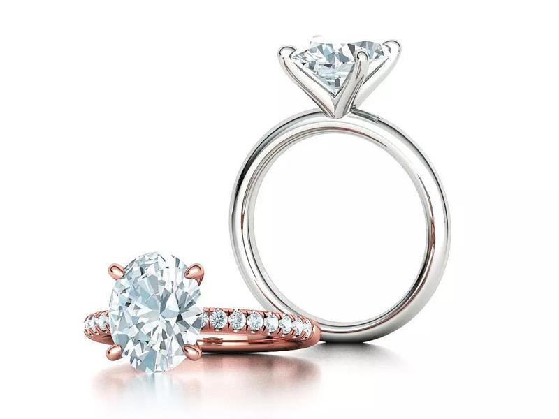 Classic Solitaire Ring with Oval shaped Stone 10x8 3Dmodel