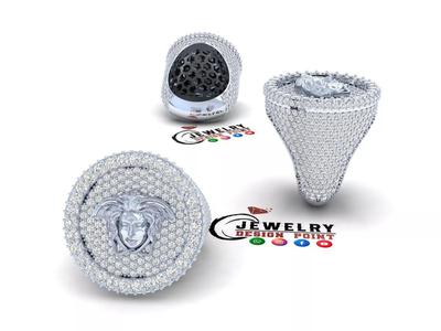 Custom Medusa Versace Championship Ring - Signet Diamond Ring