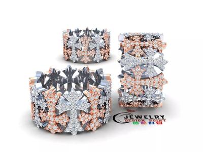 Custom Fleury Cross Eternity Ring - Religion Diamond Ring