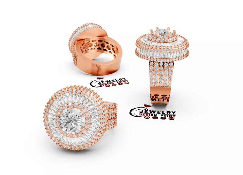 Custom Solitaire Round Diamond Round Cut Hip Hop Men Pinky Ring