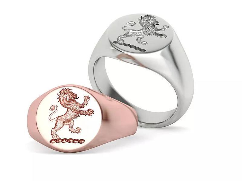 Scottish Rampant Lion Signet Ring Round Top Signet Ring