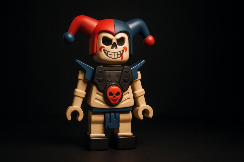 Krazi Minifigure – LEGO Ninjago Inspired Skeleton Jester Villain – Custom Collectible Toy for Display or Play