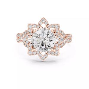 Round Cut Diamond Floral Design Engagement Ring 3DM STL Video