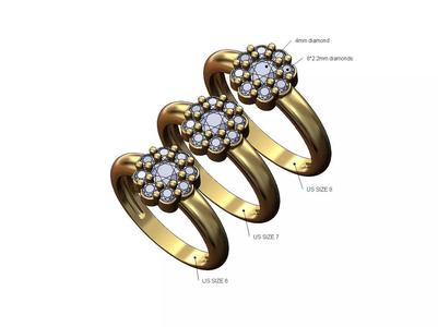 Round bubble cluster diamond fashion ring US sizes 6 7 8