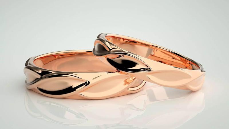 Infinity Plain Gold  Couple Band Ring 3dm stl render detail