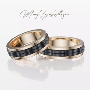 Rotating Dual-Tone Wedding Band Set