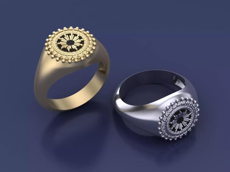 elegant gold ring with intricate detailing and a unique design