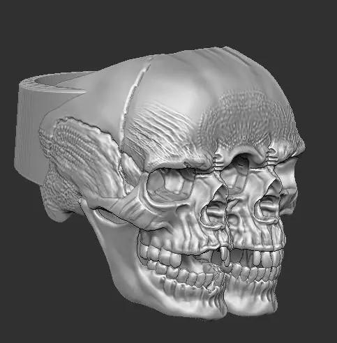 Double Skull Face Ring 3d printable model Skull ring