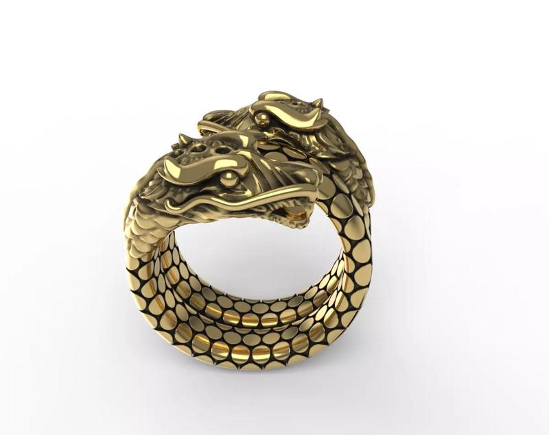 Double Head Dragon Coil ring