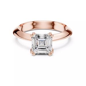 Double Prong Set Solitaire Asscher Cut Knife Edge Ring FileVideo