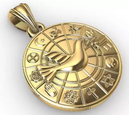 Dove With Olive Branch World Religions Peace necklace Jewelry