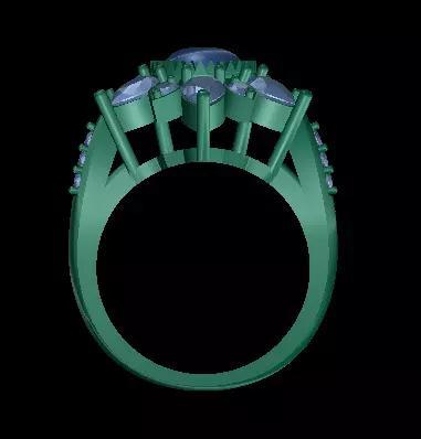 Cabochon Round Diamond Women Ring V3