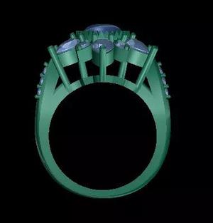 Cabochon Round Diamond Women Ring V3