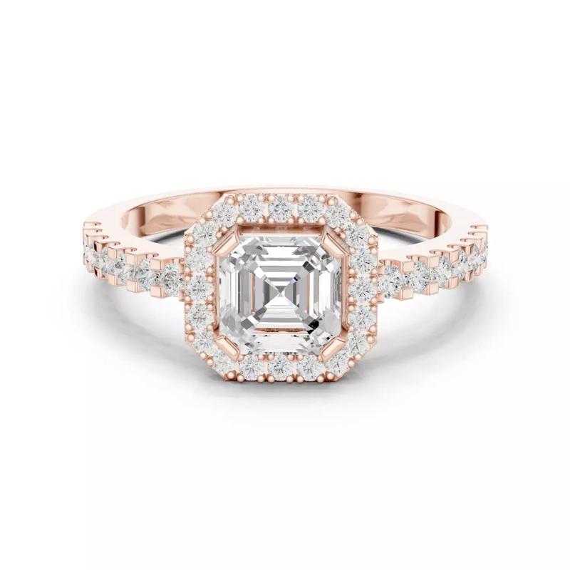 Asscher Cut Halo Diamond Engagement Wedding Ring 3DM STL Video