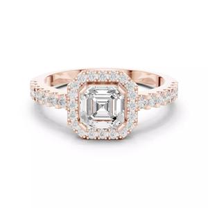 Asscher Cut Halo Diamond Engagement Wedding Ring 3DM STL Video