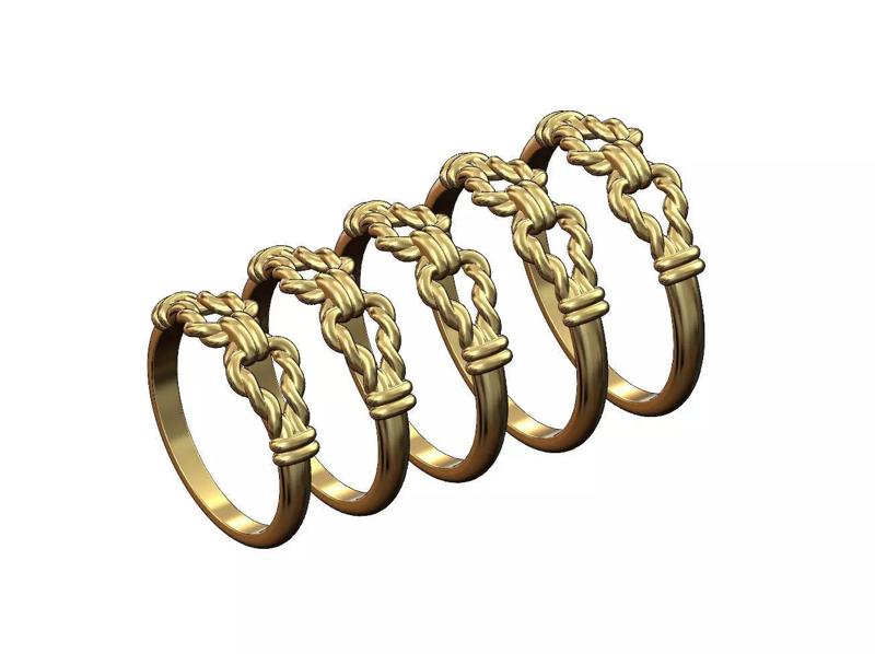 Braided wire double loop ring US size 5 to 11